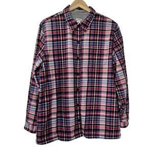 L.L. Bean Fleece Lined Flannel Shirt Jacket Size XL Pink Outdoors Women's